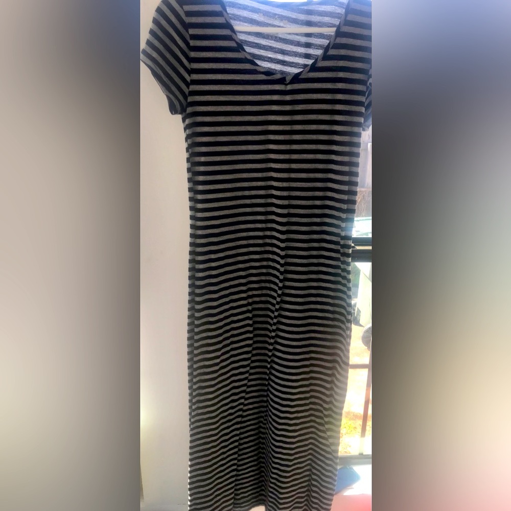 Just Love Black & Gray Maxi Spring Sundress Size L